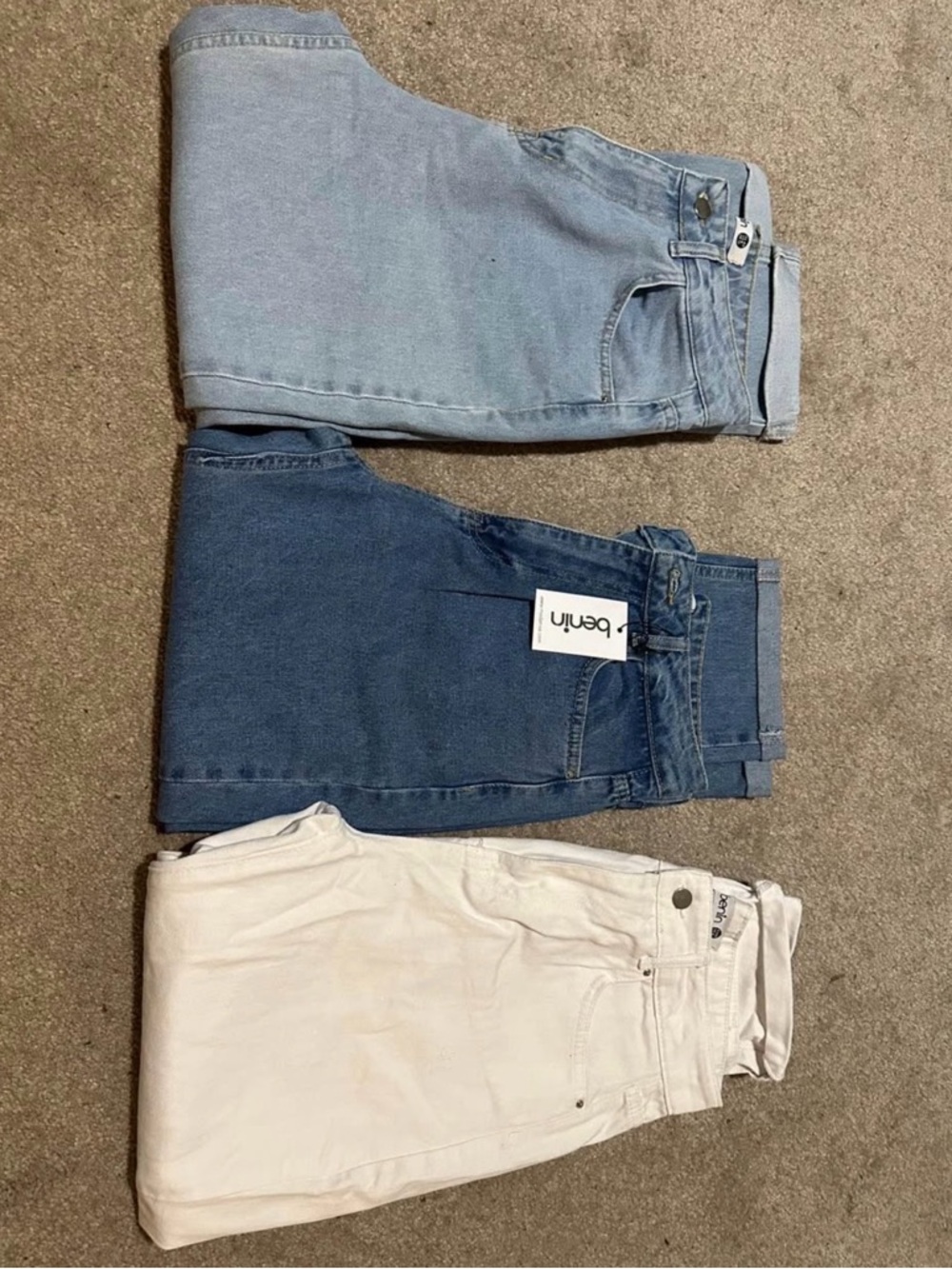 3-Pack mom Jeans Bundle - Light Blue, Mid Blue, White